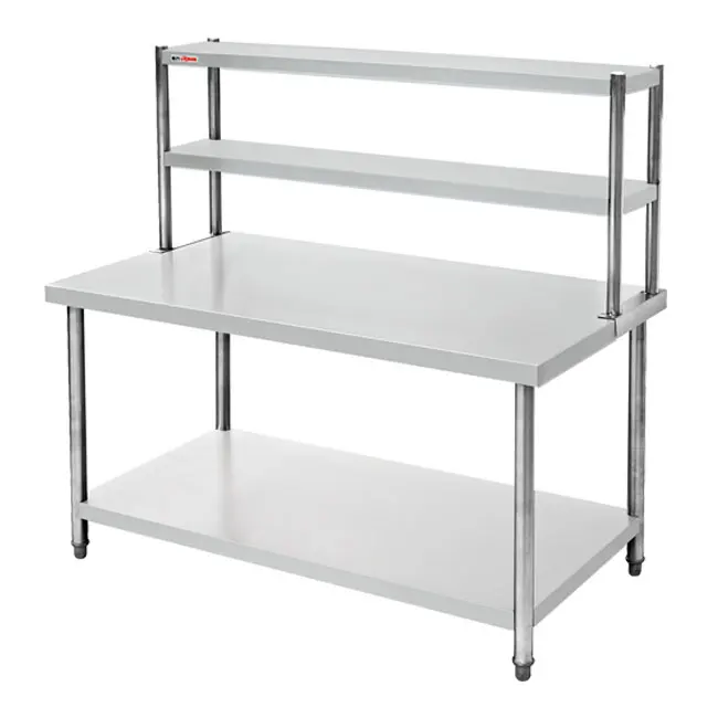 High Duty Professional Supplier Wholesale Commercial Stainless Steel Kitchen Double Layers Work Table With Top Shelf
