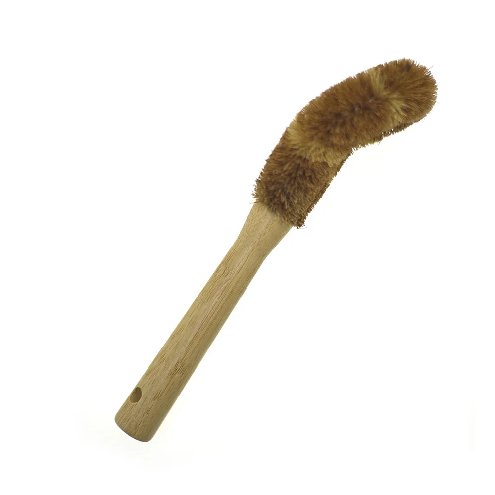 Two Tone Coconut Fiber Bamboo Handle 100% Biodegradable Dish Brush Kitchen Glass Cup Cleaning Tools
