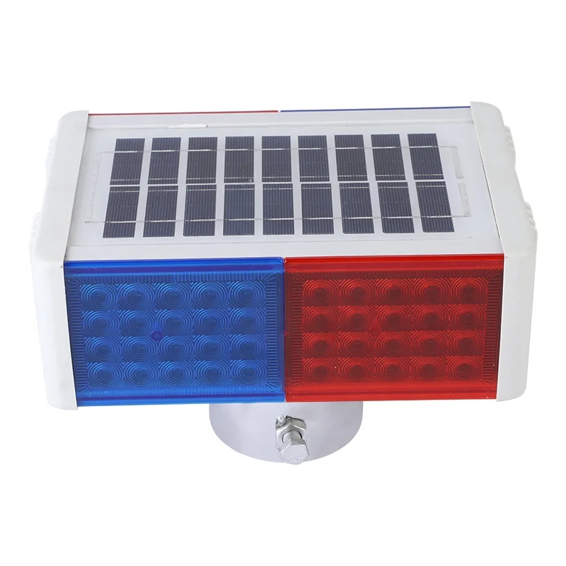 Solar Powered Double Sided 2 Groups Strobe Warning Lights Solar Road Hazard Red Blue LED Signal Flashing Light