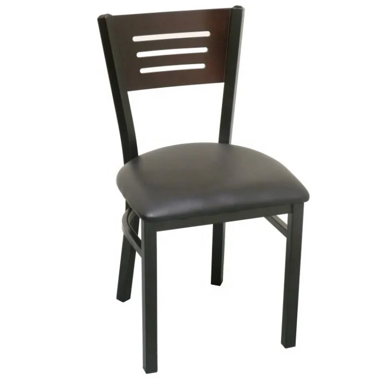 Железный обеденный стул для ресторана кафе магазина отеля с сиденьем из ПВХ