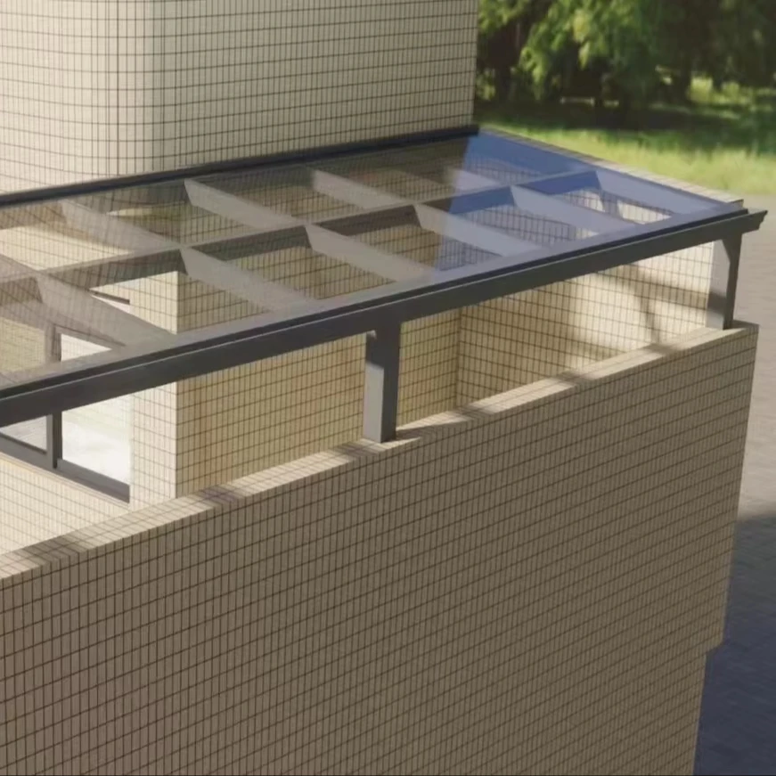 Modern Sliding Sun Room with Insulated Aluminum Frame and Laminated Glass Roof Custom Design with Slant Molding for Villas