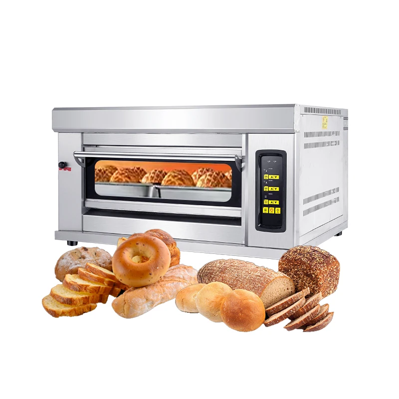 Commercial baking oven computer control panel 1 deck 2 tray baking oven bread pizza multi function gas baking for bakery