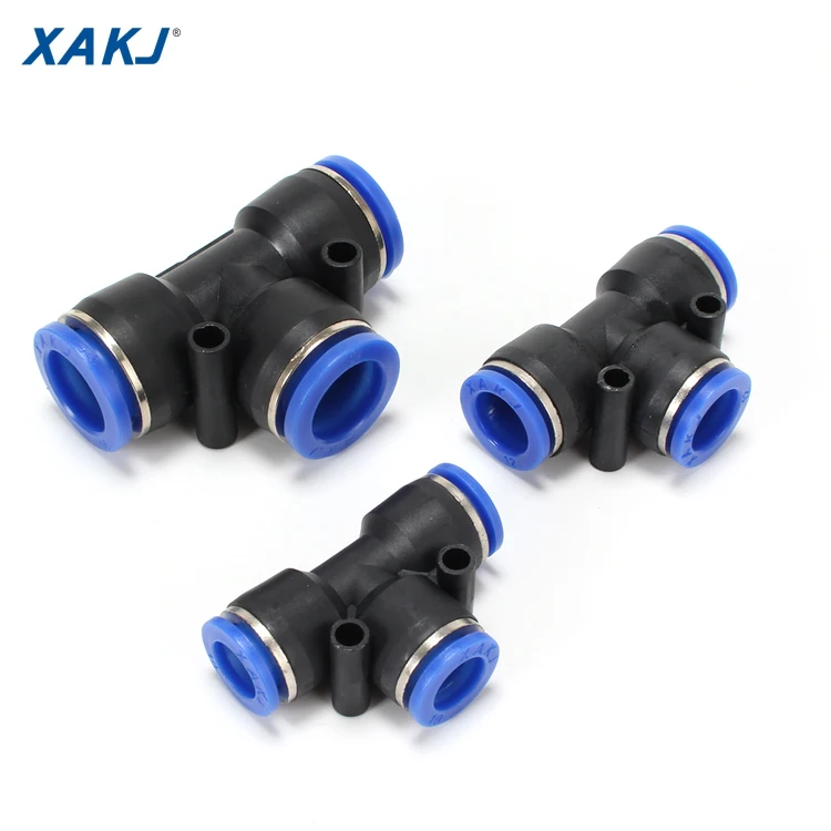 
XAKJ PUT PE series Equal Plastic Air 3 way Tee type Tube-to-Tube One-touch Push in Pneumatic fitting 