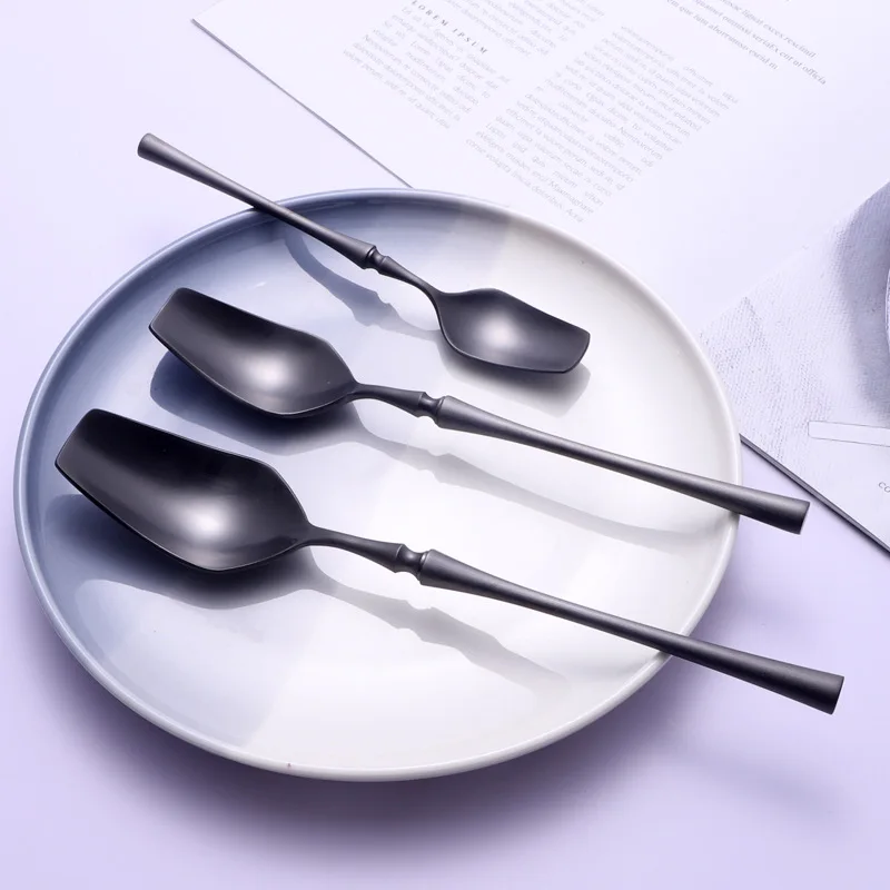Nordic high quality stainless steel Black flatware, matte Black cuttlery cutlery set spoon fork knife