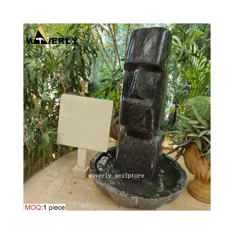 Easter Island Statues Marble fountain Hand Carved Outdoor Garden Indoor Life Size Easter Island Black Stone Fountain