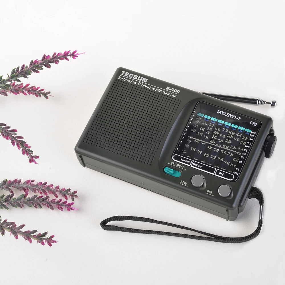 
 Оптовая цена, TECSUN R-909 fm/mw/sw 9 диапазонов, приемник мирового диапазона, дешевое портативное радио, цифровое радио fm  