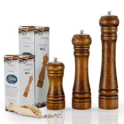 Kitchen Tools Adjustable Manual Salt Pepper Mill Wooden Salt And Pepper Grinder Pepper Mill Grinder