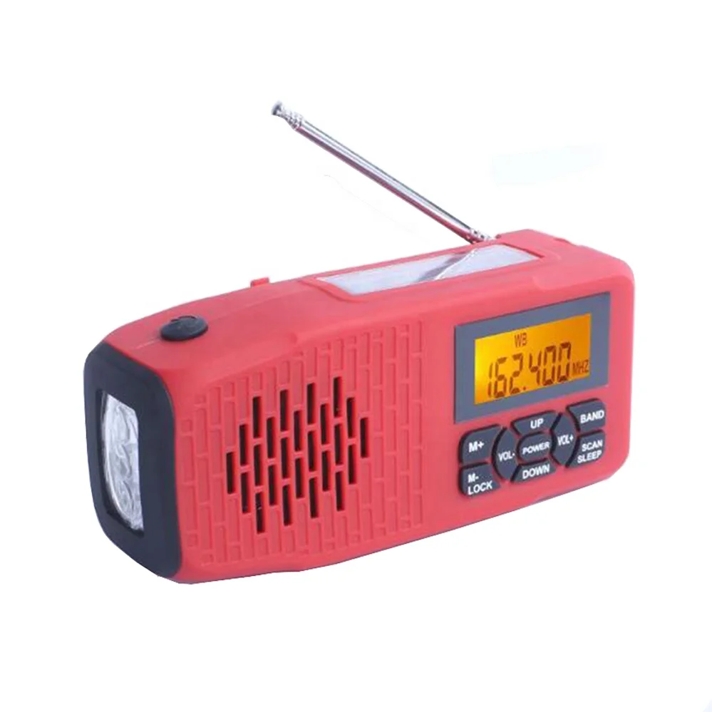 
Mini Red Portable Noaa radio Solar Dynamo Flashlight Am Fm Radio With Headphone Jack Usb Port 