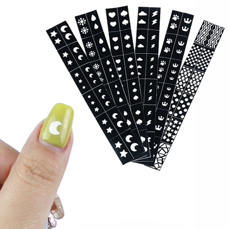 16 Styles Sticker Nail Art Airbrush Stencils for Fun Prints Sticker Decals Airbrush Nails Trendy Salon Manicure Supply