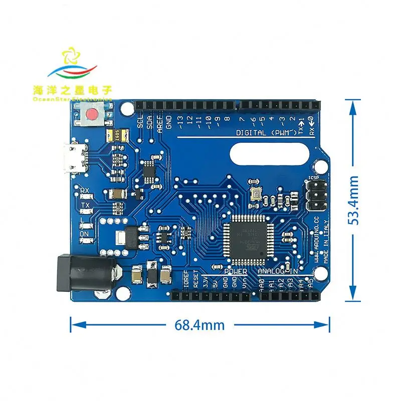 Leonardo R3 макетная плата ATMEGA32U4 с Дата-кабель голубая доска