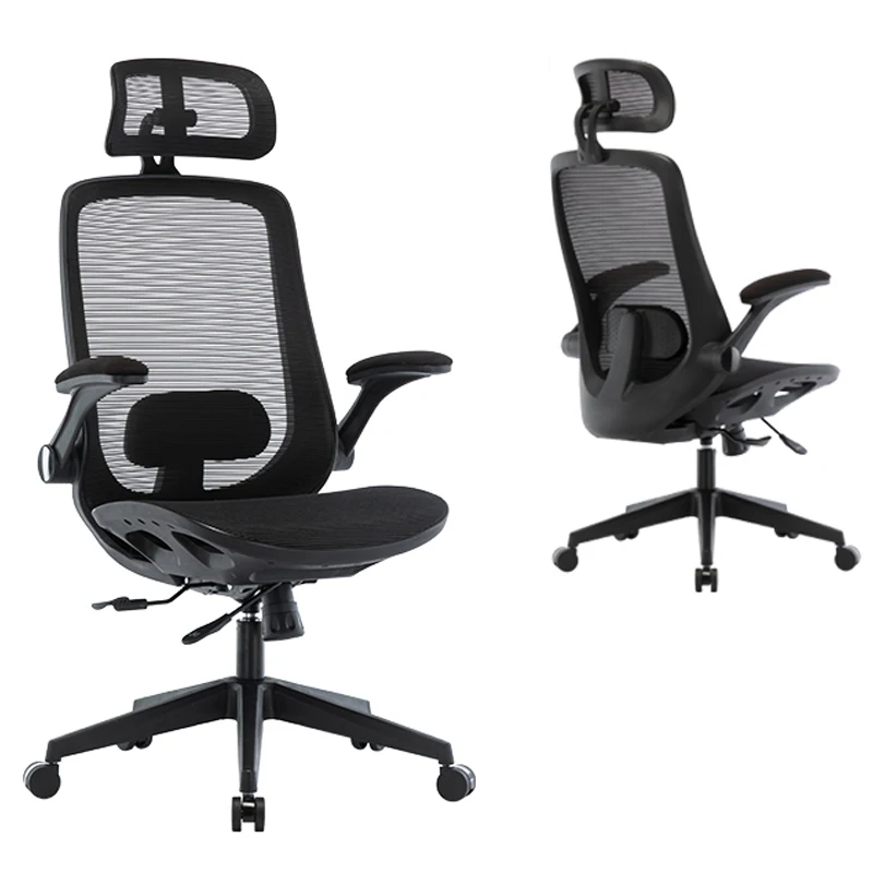 High Back Adjustable Arm Rest and Back Rest Ergonomic Chair Black Mesh Office Chair Fabric Aluminum Furniture Chairs Modern