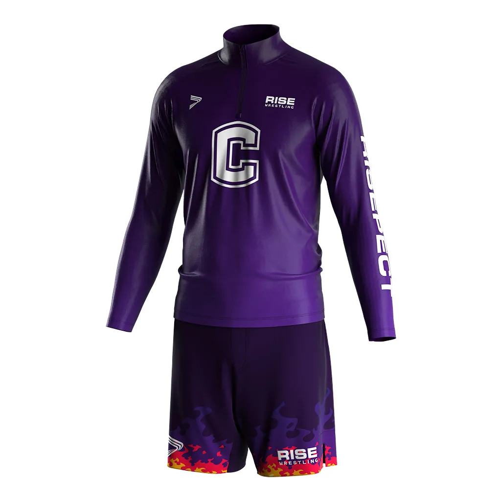 Luxury Bodybuilding Dry-Fit Weightlifting Quarter Zip T Shirt Wrestling Singlet Wwe Warm Up Sets