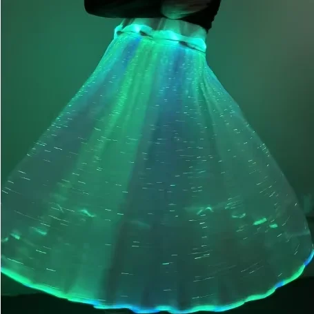 LED RGB Light Up Luminous Optical Multi Colors Comfortable Lighting Optic Fiber Dress Shining In Dark For Party Event