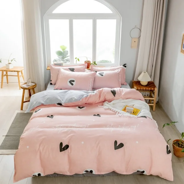 HG Manufacturers 4pcs 100% Polyester Bedding Fitted Sheet Bed Sheets Luxury Pure Linen Queen King Size Bedding Set