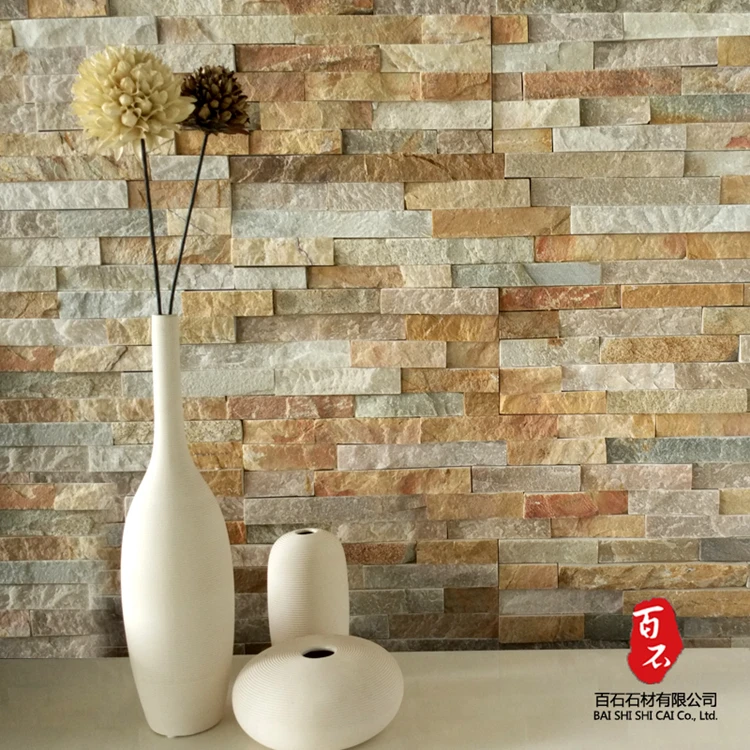 Cream Travertine Ledgestone Walling Stone Panel For Inside And Outside Decoration