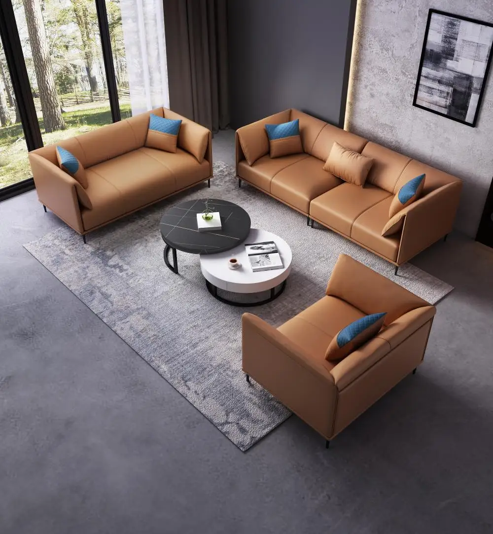 European-style Top Layer Leather Sofa  Large Villa Living Room Sofa   Furniture sofa