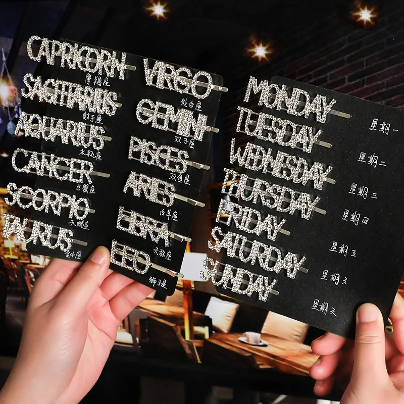 Low MOQ Sample Free hair accessories Gold and Silver Rhinestone Clip red clips