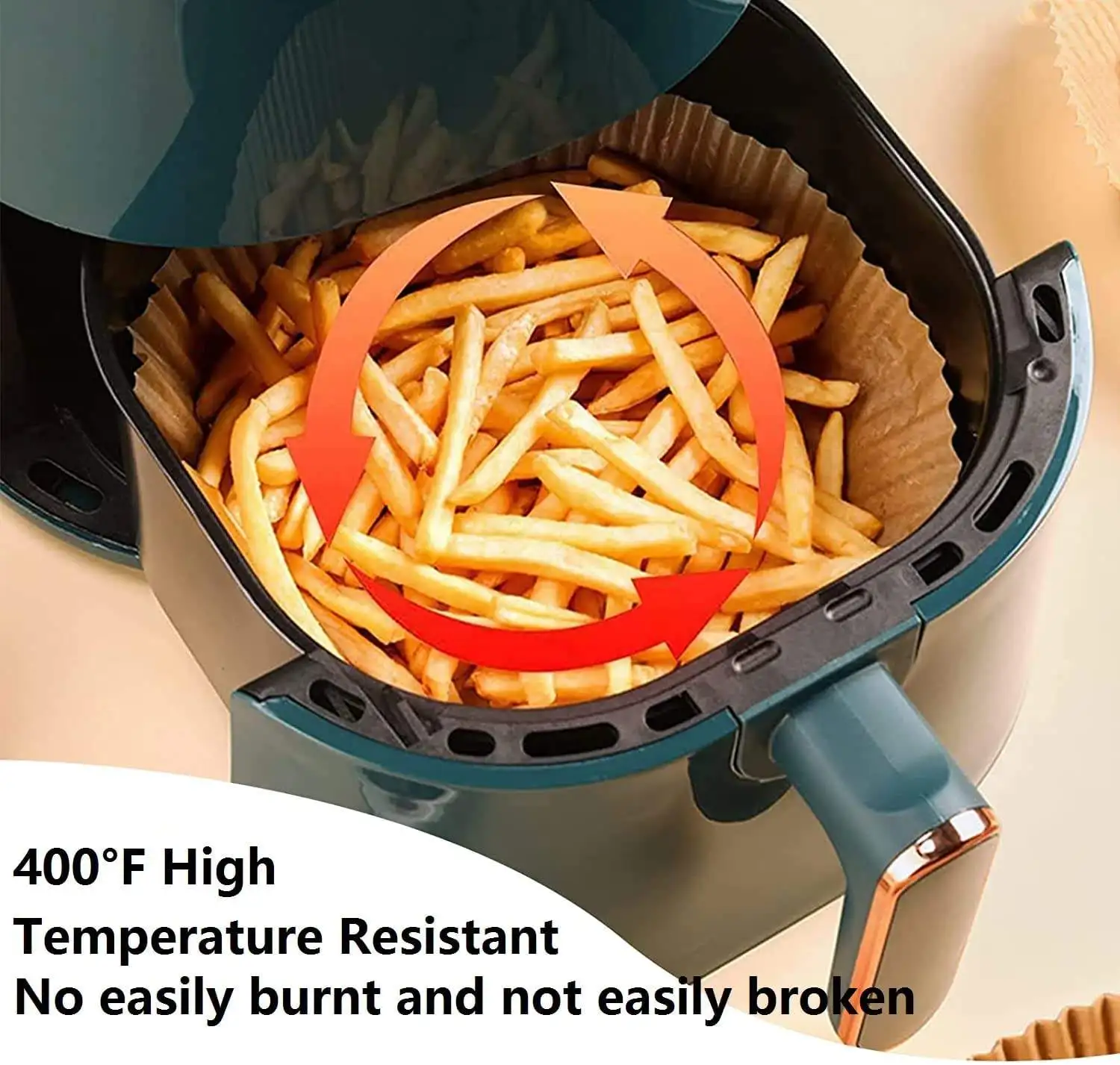 Fluorescent-free Heat Resistant Greaseproof Moisture Proof 6.3 Inch 50 Pcs Non-stick Silicone Air Fryer Disposable Paper Liner