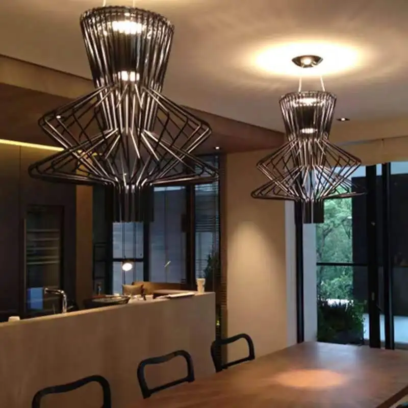 Modern Creative Antique Finish Project Villa Birdcage Suspension Hanging Lights Designer Pendant Lamp