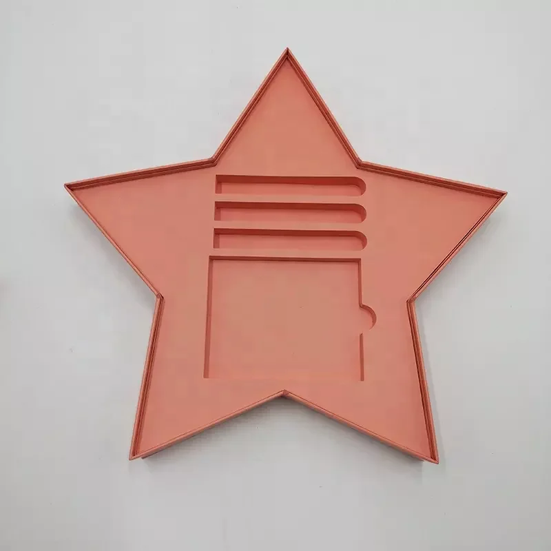 Pink Five-Pointed Star Paper Boxes Logo Gold Foil Irregular Shaped Gift Packaging Box with EVA Custom for Christmas Cosmetics