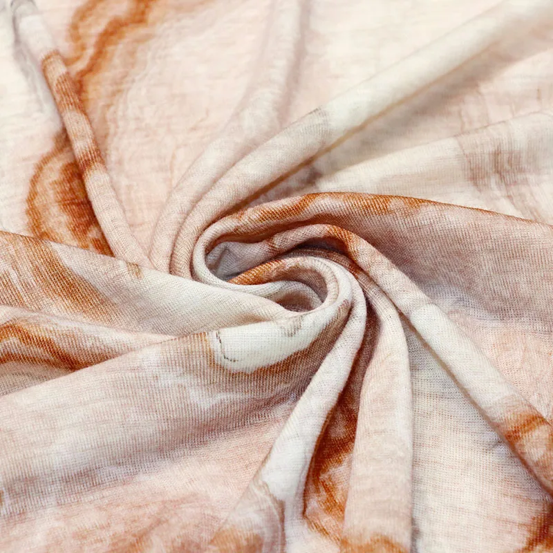 Custom Knitted Digital Printing 215g/m 30% Silk 70% Merino Wool Blend Rib Fabric For Shawl