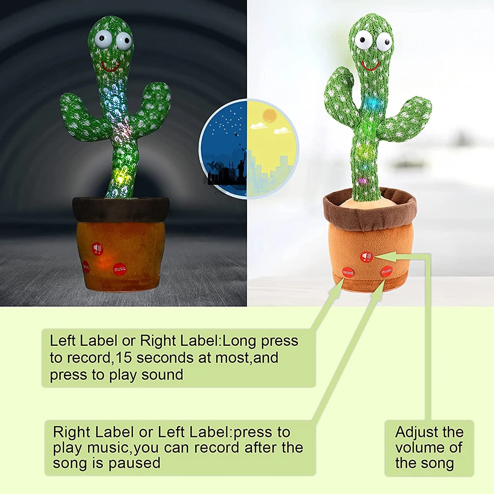 Hot selling funny stuffed toys sings and dance cactus toy plush doll dancing cactus for kid voice recording plant toys