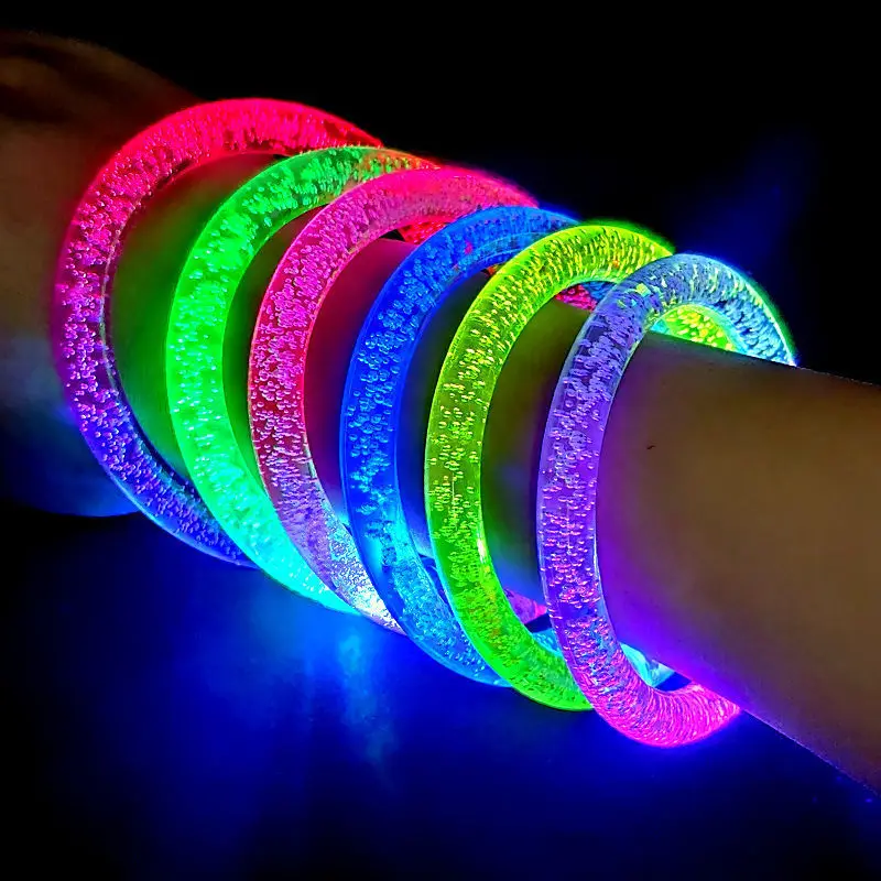 Wholesale Acrylic Glow Bracelet with LED Flickering Multi-Color Transformation Luminous Neon Light Bracelet for Easter Party