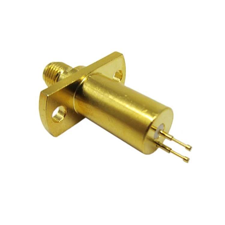 High quality full brass RF Coaxial SMA female 2 pin mobile phone test head connector with 2 hole panel