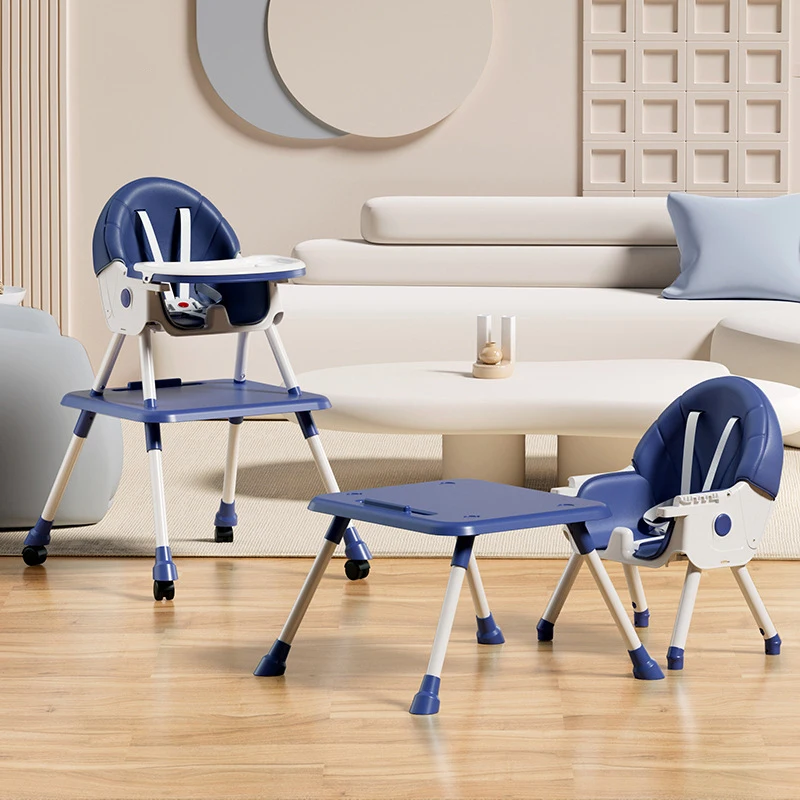 OEM Foldable Multifunction height adjustable Collapsible Baby feeding chairs Toddler dining high chair with table