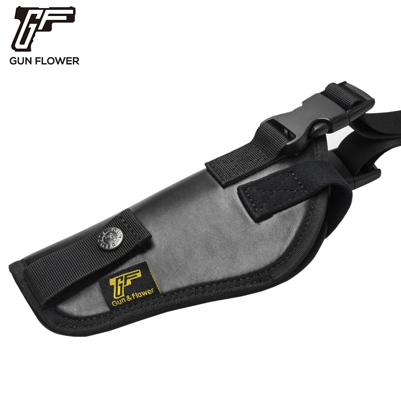 GunFlower Premium PU Leather shoulder holster with double Magazine Pouch Multi fit for Most  Models