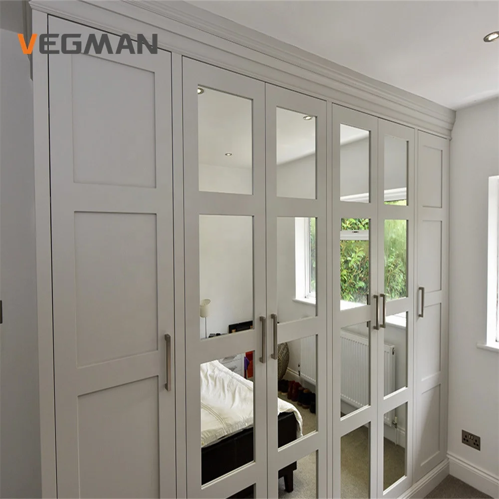 Сделанная на заказ мебель для гардероба из МДФ деревянный шкаф Распашные зеркальные двери