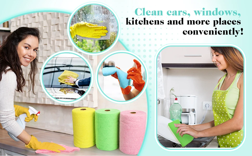 Microfiber Tear away towel Roll 50/75/100 Pack Microfiber Cleaning Towels 30 x 30cm Washable cleaning car Rags fabric cloth