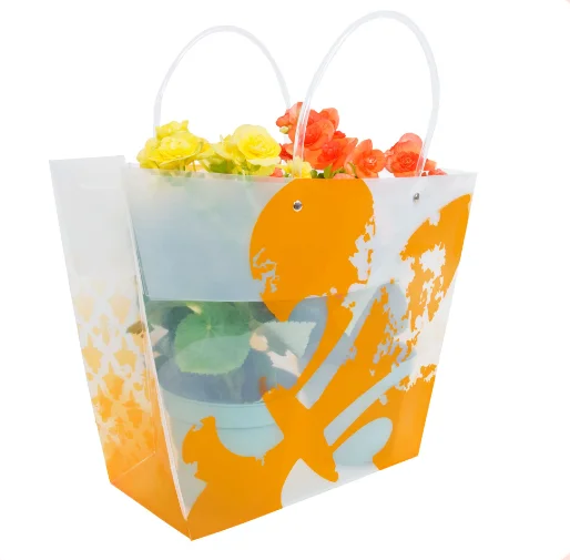 Custom Florist High quality durable flower pot taking bag transparent PVC boxes for garden