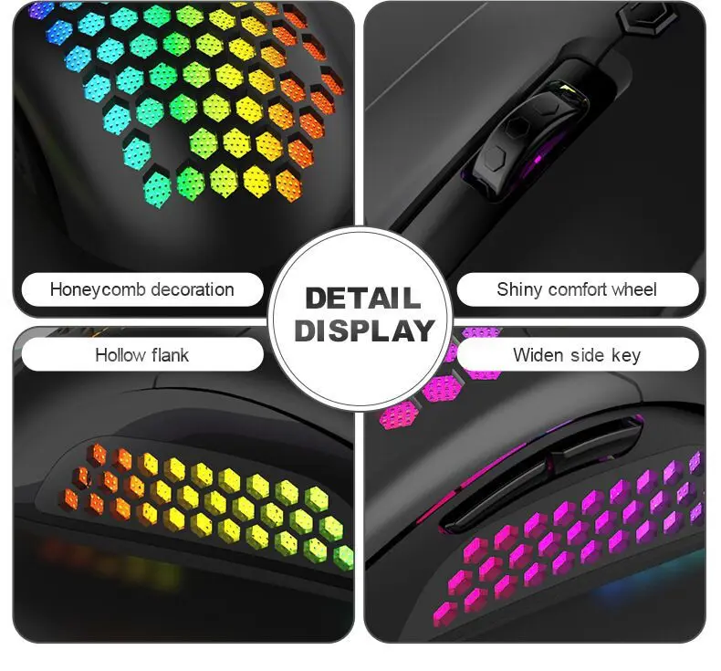  Светящийся USB Проводная игровая мышь RGB игровой мышки с шестью Регулируемый DPI Эргономичный дизайн для настольного laptopess коврик