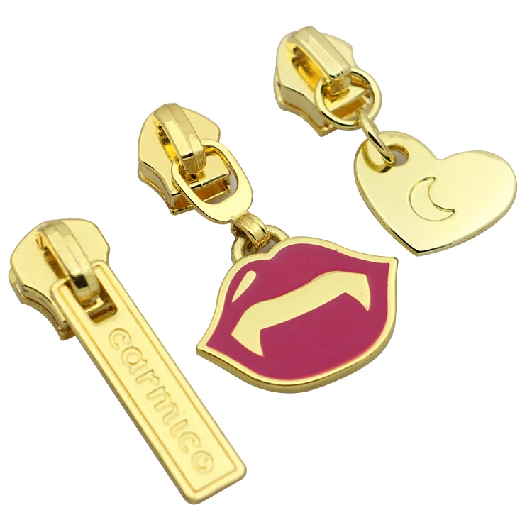 Пользовательский съемник молнии одежда металлик молния головка дизайн бренда логотип сумка молния слайдер на заказ металлическая молния тянуть