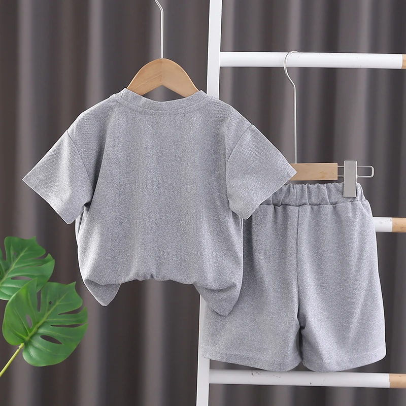 2024 New Hot Holiday Style Casual Boys Wear Summer Wholesale Cartoon Top Shorts Children Clothing Sets