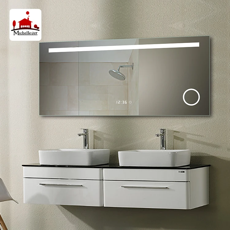 hotel bathroom wall-mounted magnifying mirror bathroom mirror with blue tooth standard bathroom mirror with led lights