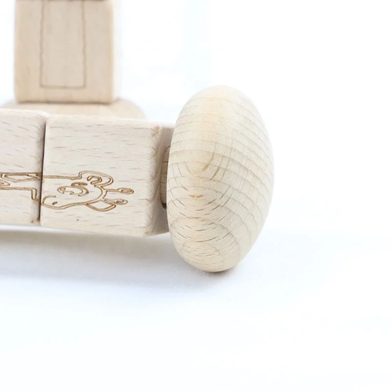 New Design Hot Selling Wood Square Animal Picture Kids Education Rattle Toy