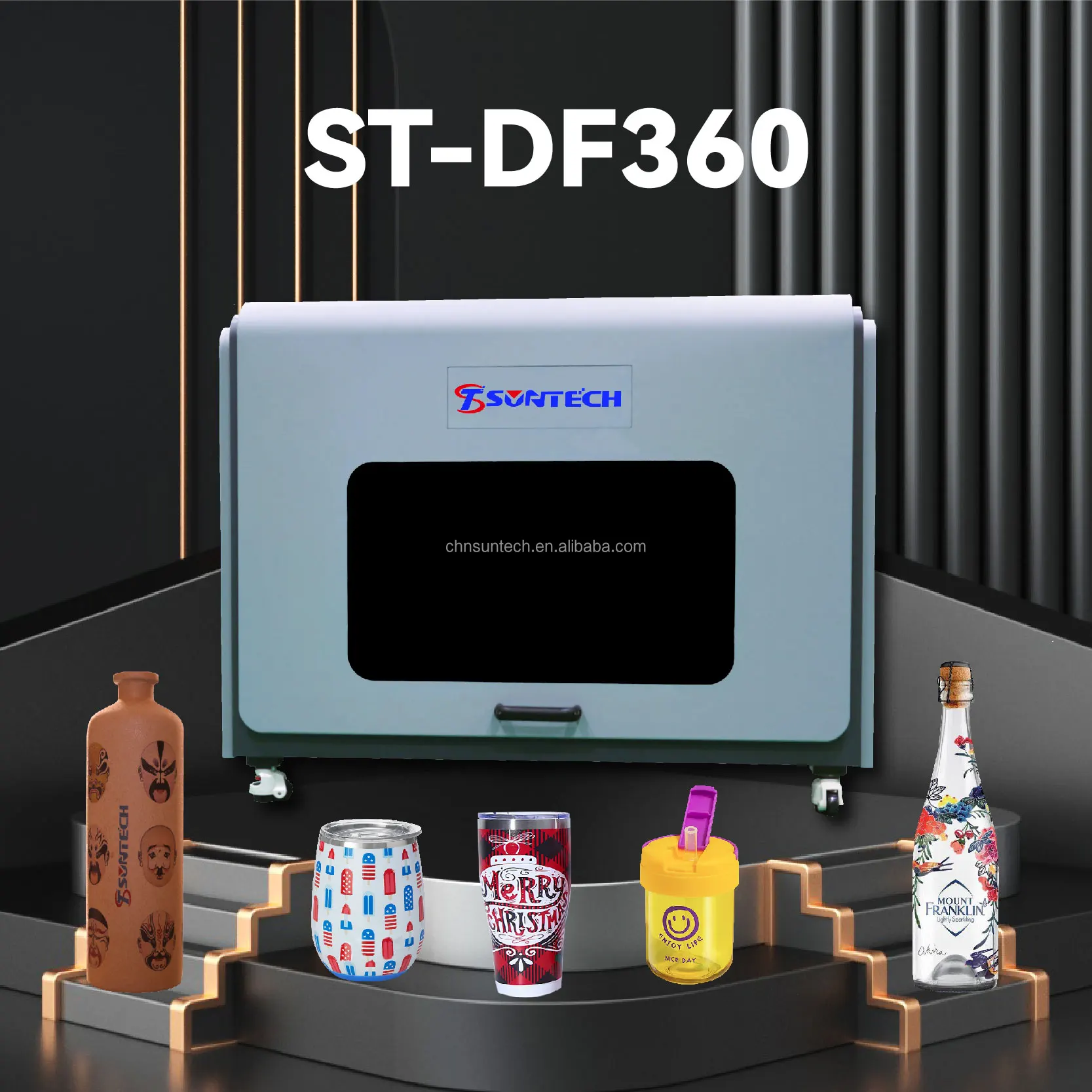 Hot high-speed cylindrical DF360uv printer 3d relief inkjet conical bottle can glass color printing machine commercial equipment