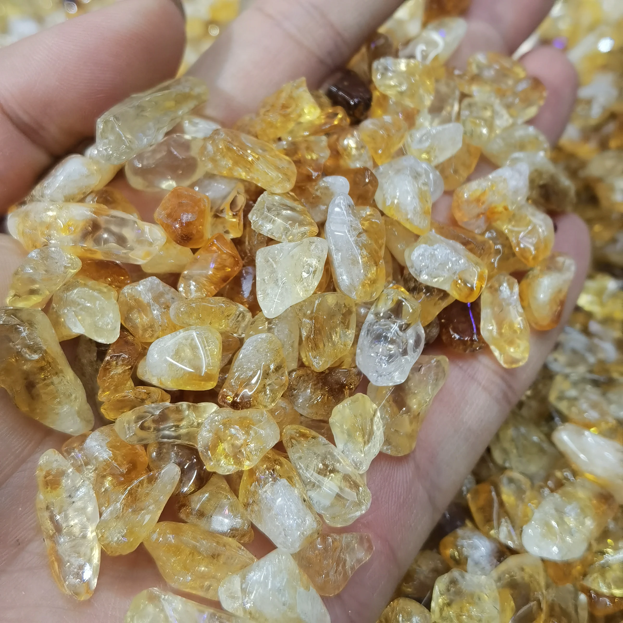 Natural Rose Quartz Amethyst Rock Crystals Healing Stones Citrine ChipsTumbled Stone