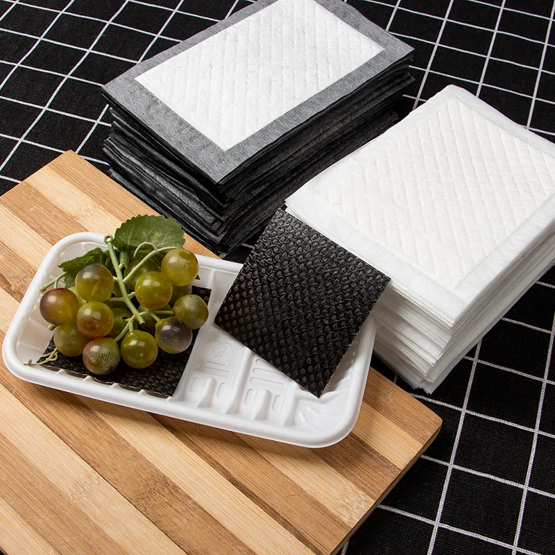 Eco-friendly and food grade high quality pulp absorbent pad for meat seafood fruit with SAP in the supermarket display tray