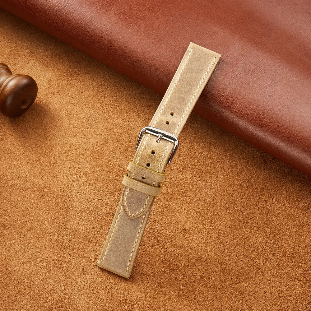 SWstrap Leather Watch Straps High Quality Wide Vintage Smart Watch Holes Sports Breathable Leather Genuine Watch Band
