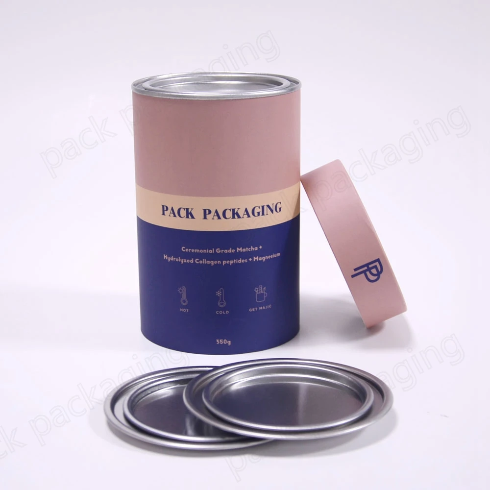 High Quality Custom round Cylinder paper tube pink coffee packaging eco-friendly coffee and snack box