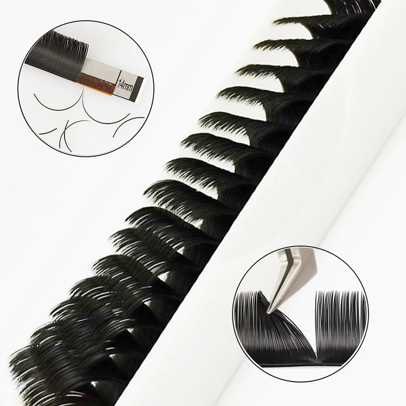 Wholesale lash tray private label 3D auto fan faux mink russian volume lash extension 0.02 0.05 cashmere 20 mm
