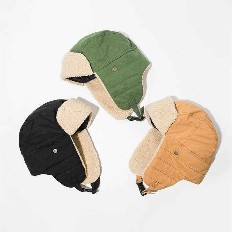 Зимняя шапка, хлопковая шапка от снега, мужская и женская шапка авиатора, охотника с ушами