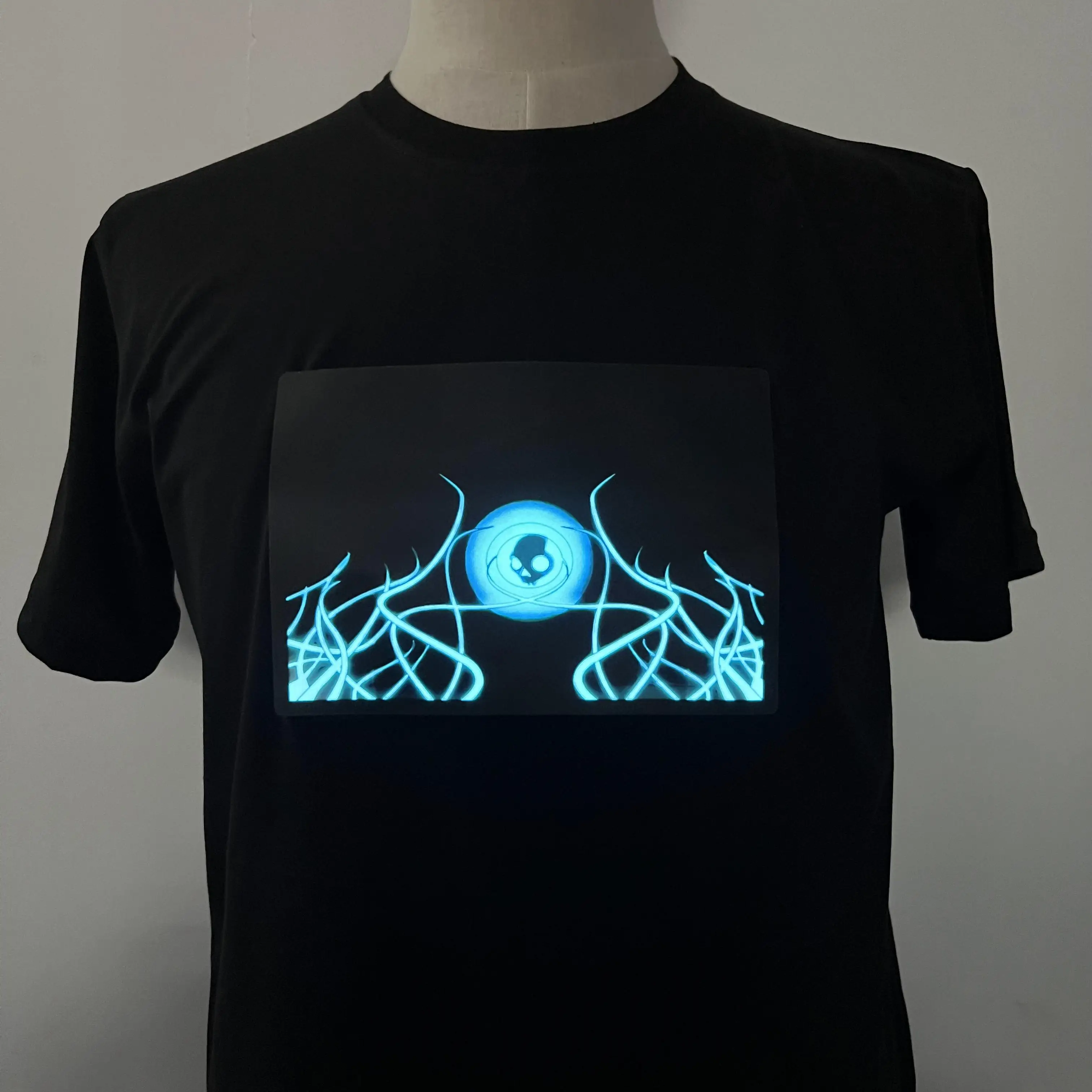 Wholesale Custom Sound Activated EL Flashing Tshirt LED T shirt el panel T Shirt