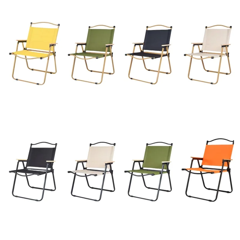 Hot Sale Steel Foldable Outdoor Wood Grain Aluminum Portable Lightweight Portable Camping Beach Folding Chair Kermit Chair