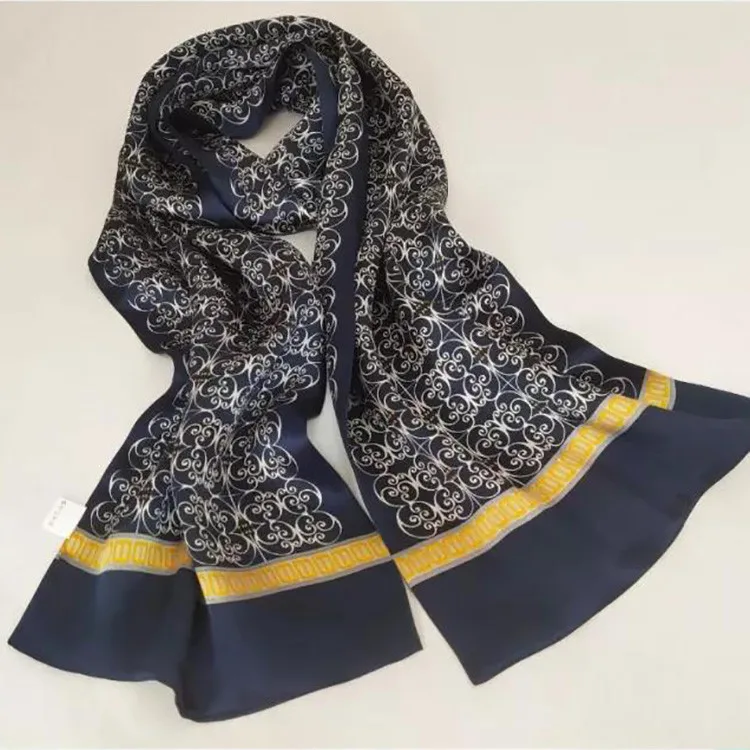 Zipei мужской шарф из 100% шелка с синим и черным узором