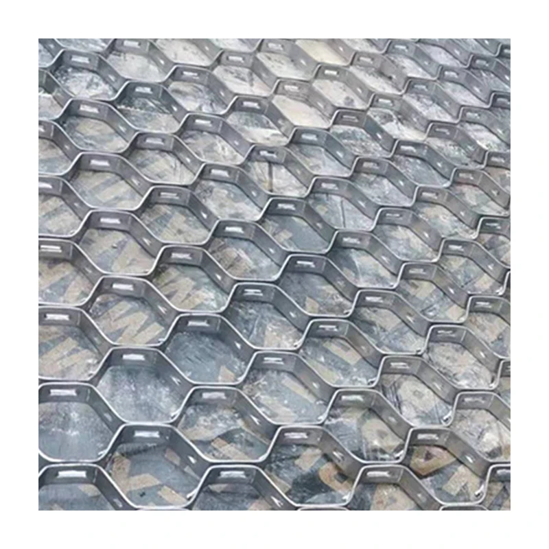 surface framework to hold cement or refractory hex steel grid