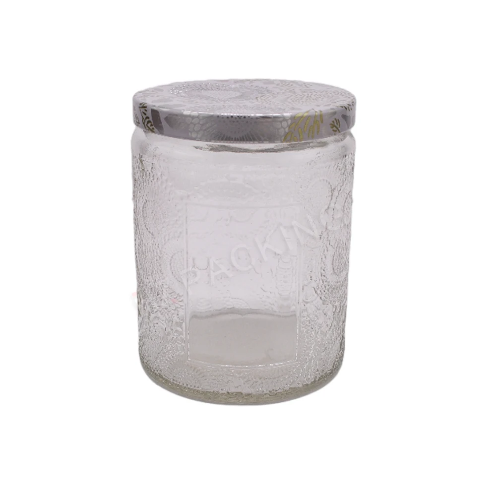 Wholesale Home Decor 4oz 8oz Crystal Embossed Glass Candle Jar With Lid For Scented Candle Making